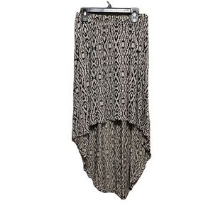 IRIS LOS ANGELES High-Low Elastic Waist Skirt, Black & Beige, Size Medium